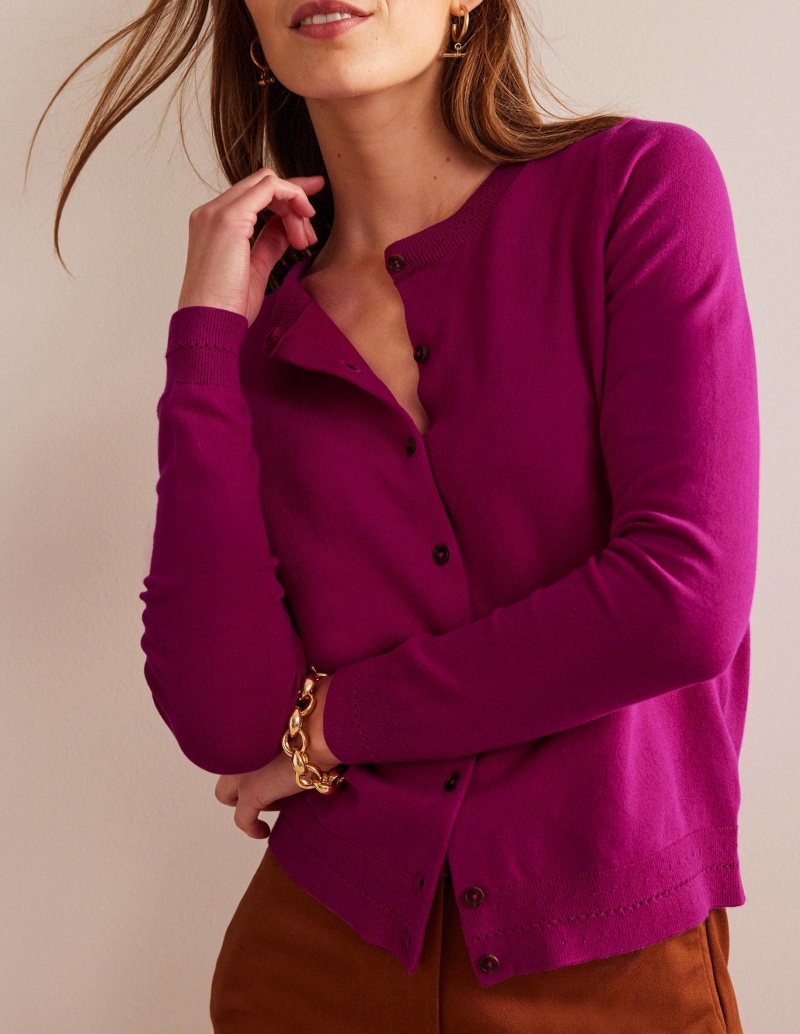 Boden Catriona Baumwoll Strickjacke Damen Fuchsie | UDBAS-3281