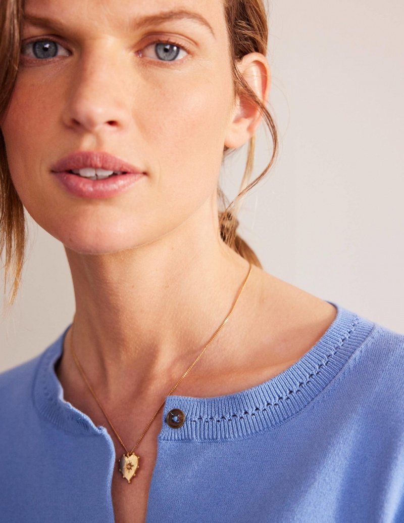 Boden Catriona Baumwoll Strickjacke Damen Blau | EMKQL-5126