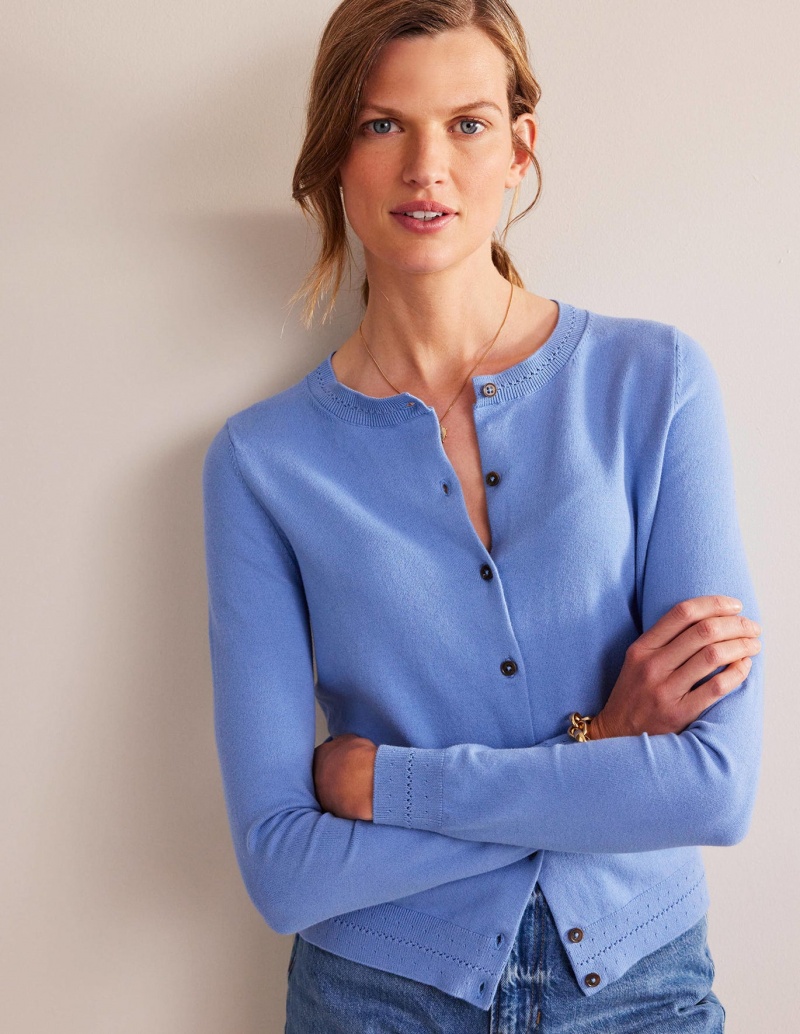 Boden Catriona Baumwoll Strickjacke Damen Blau | EMKQL-5126