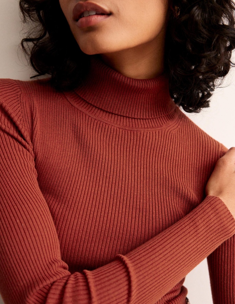Boden Catriona Roll Neck Pullover Damen Braun | CTGUW-5467
