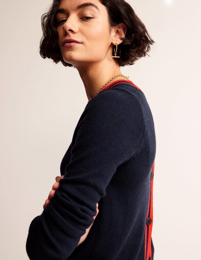 Boden Cecily Button Back Pullover Damen Navy | NBRHU-3041