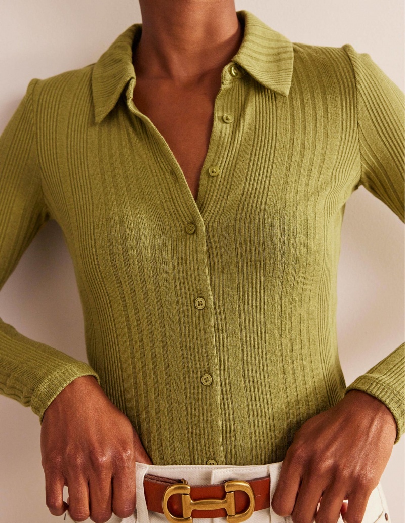 Boden Charlotte Jersey Hemd Damen Grün Olivgrün | FRUDL-8320