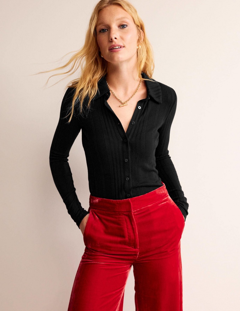 Boden Charlotte Jersey Hemd Damen Schwarz | VRUAF-9723