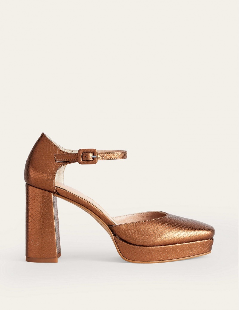 Boden Closed-Kappe Hohe Schuhe Damen Braun Metal Schlangenoptik | IGQXR-2810