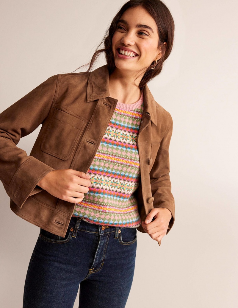 Boden Collared Wildleder Jacke Damen Braun | HLAMB-0261
