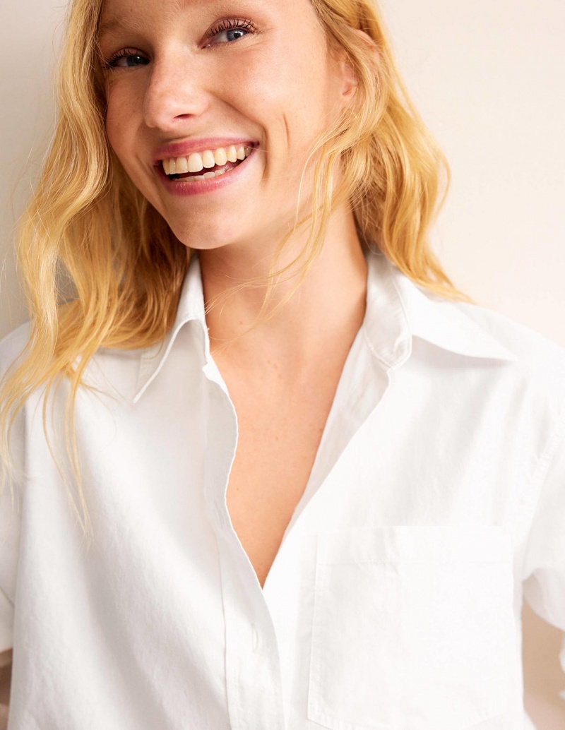 Boden Connie Baumwoll Hemd Damen Weiß | VKZOS-1093