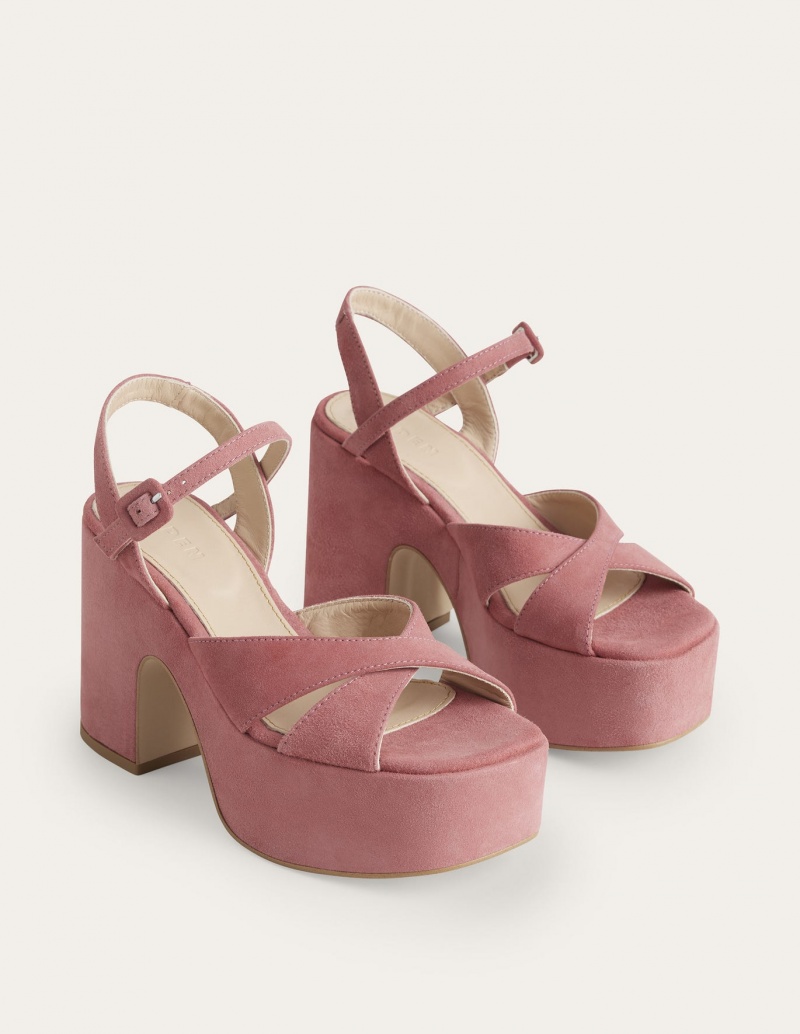 Boden Cross Riemen Plattform Hohe Schuhe Damen Rosa | EXBUG-6590