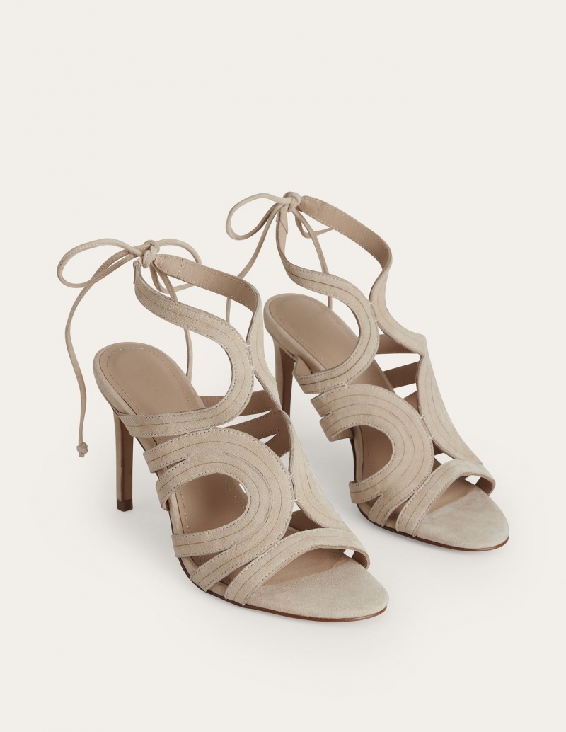 Boden Cut Out Absatz Sandalen Damen Beige | HWRFS-0173