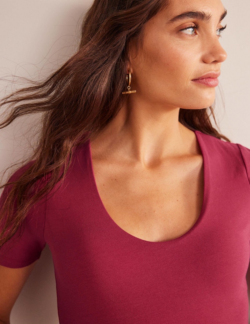 Boden Double Layer Kurzes Sleeve Oberteile Damen Rot | IWDCN-4052