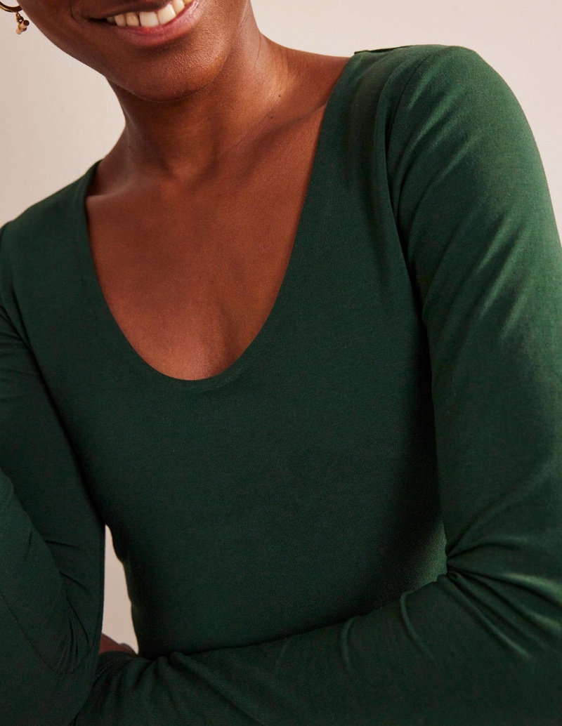 Boden Double Layer Scoop Neck Oberteile Damen Grün | DQTIO-1657