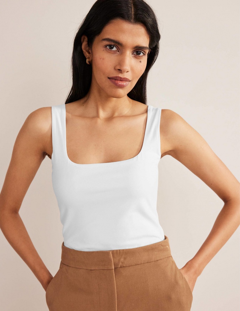 Boden Double Layer Square Neck Weste Damen Weiß | TCGSY-6458