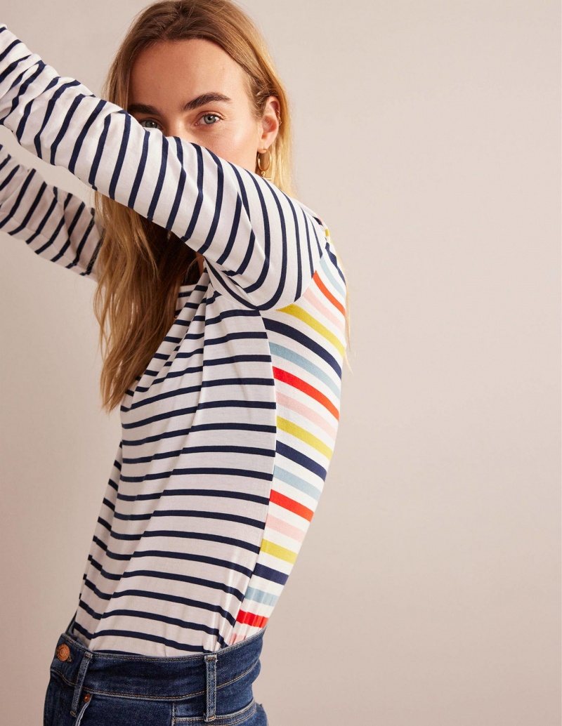 Boden Ella Long Sleeve Breton Oberteile Damen Mehrfarbig | PVWDU-2795