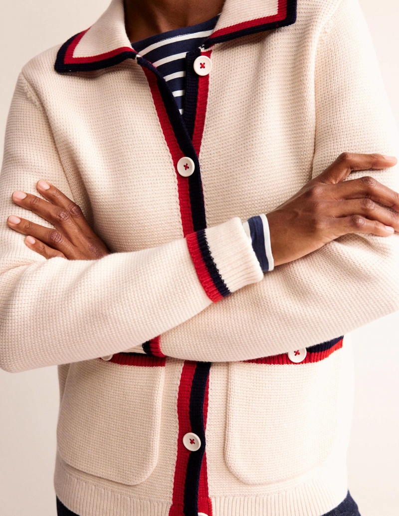 Boden Emily Wolle Blend Strickjacke Damen Weiß | BACMD-7205