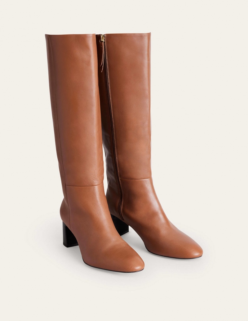 Boden Erica Knee High Lederstiefel Damen Braun | BIHUW-0276