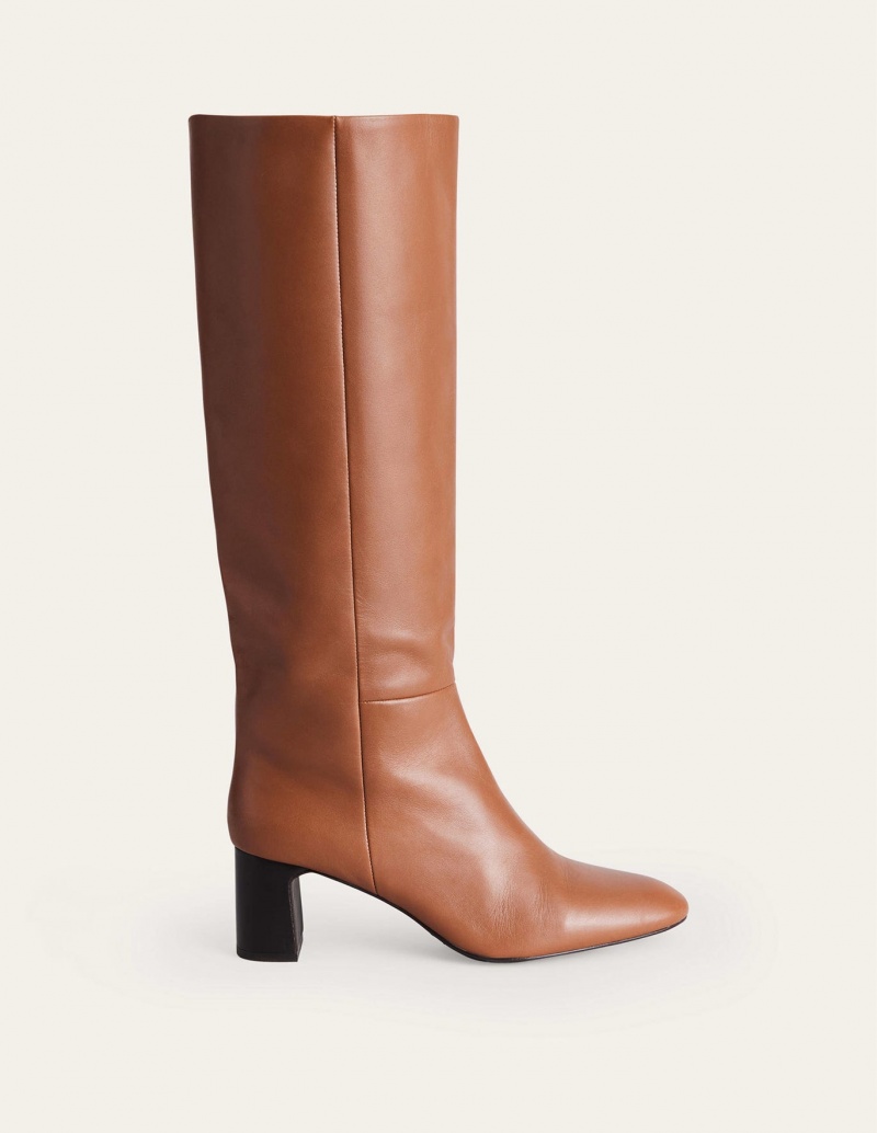 Boden Erica Knee High Lederstiefel Damen Braun | BIHUW-0276