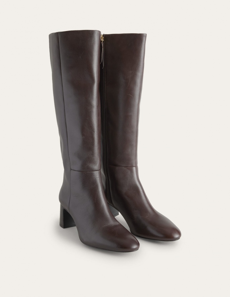Boden Erica Knee High Lederstiefel Damen Schokolade | KJABH-6403