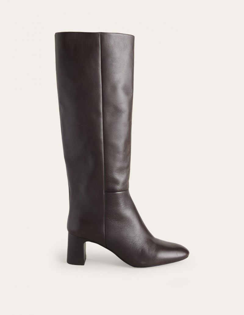 Boden Erica Knee High Lederstiefel Damen Schokolade | KJABH-6403