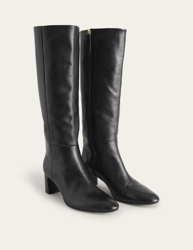 Boden Erica Knee High Lederstiefel Damen Schwarz | TXORY-4310