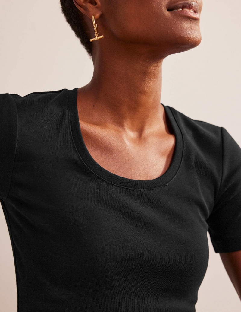 Boden Essential Jersey T shirts Damen Schwarz | GEWNI-2084