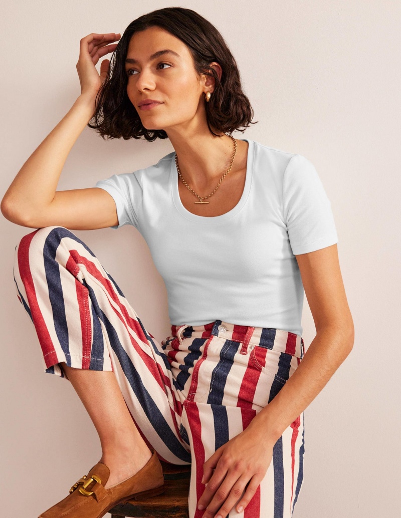Boden Essential Jersey T shirts Damen Weiß | PYQND-9502