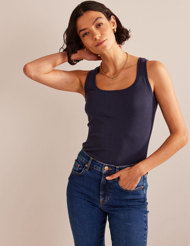 Boden Essential Scoop-Neck Weste Damen Navy | DYOXL-2067