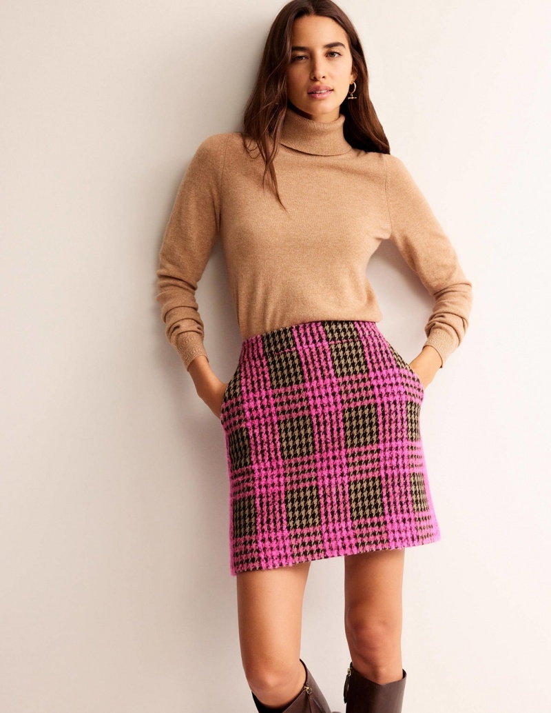 Boden Estella Check Mini GolfSkirts Damen Rosa | ZGLCM-7415