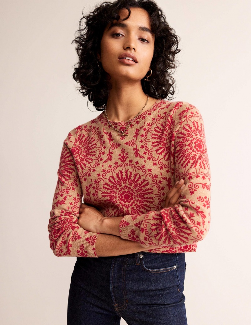Boden Eva Cashmere Crew Neck Pullover Damen Braun | VXTJU-6018
