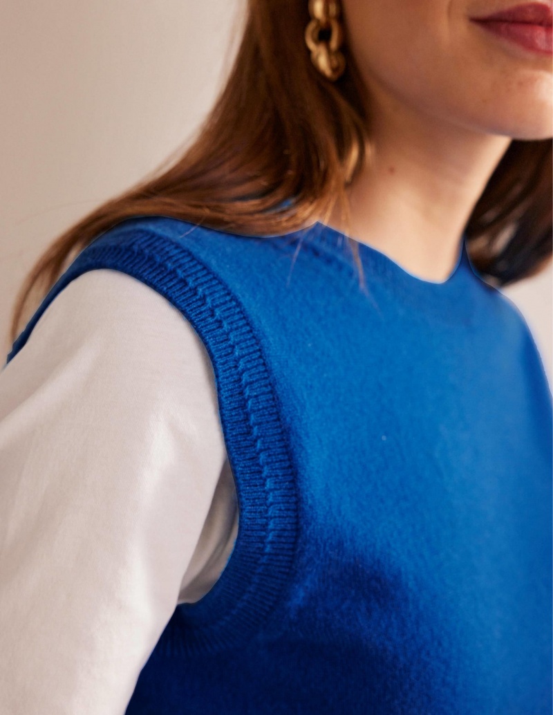 Boden Eva Cashmere Tank Strickjacke Damen Blau | UTAHO-4567