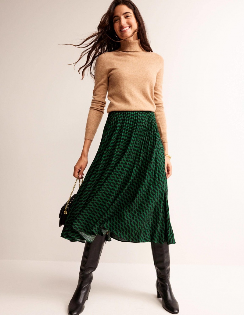 Boden Falten Midi GolfSkirts Damen Hellgrün | FCYAJ-1023