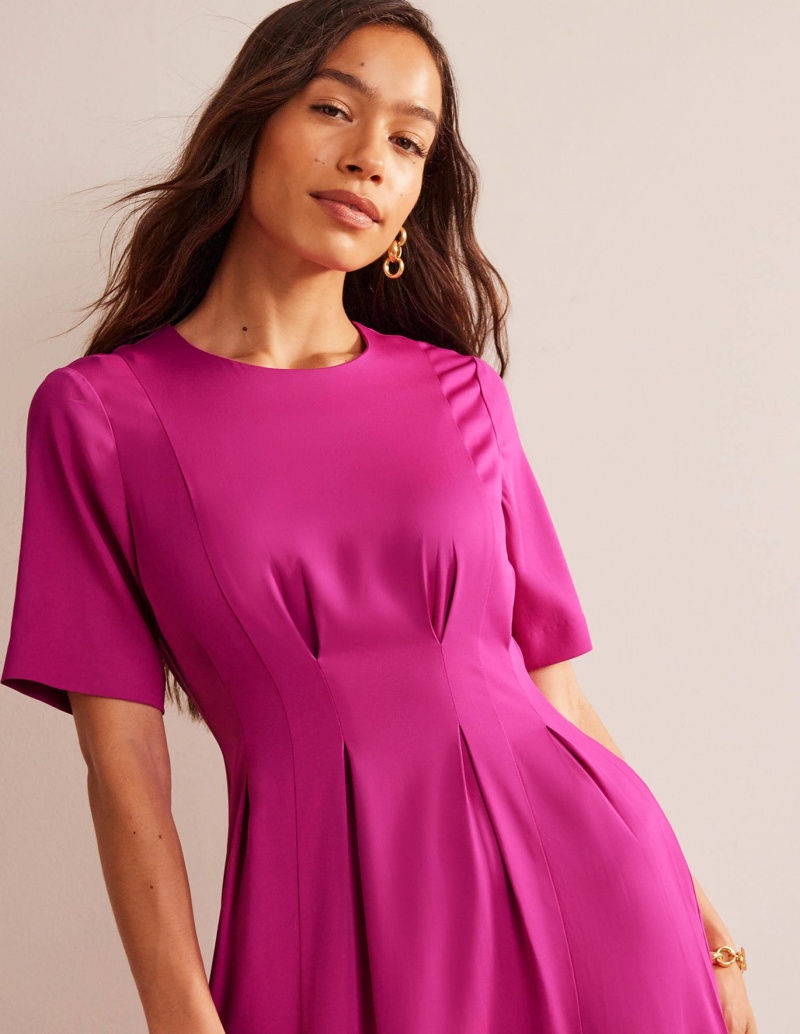 Boden Falten Midi Kleid Damen Lila | GCDNP-9560