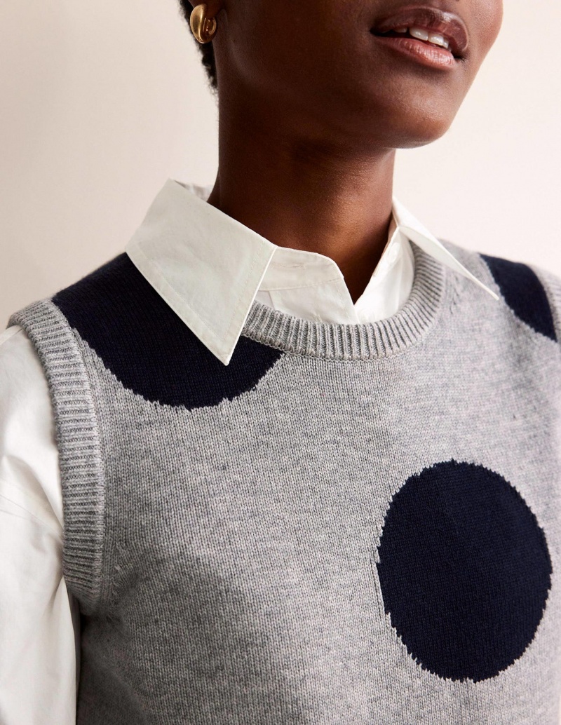 Boden Fiona Tank Strickjacke Damen Grau Navy | ZSHXK-7098