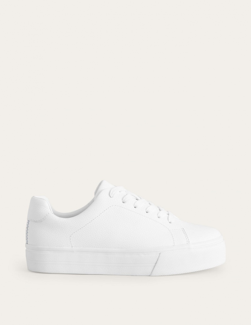 Boden Flatform Trainers Flache Schuhe Damen Weiß | QNRJA-0756