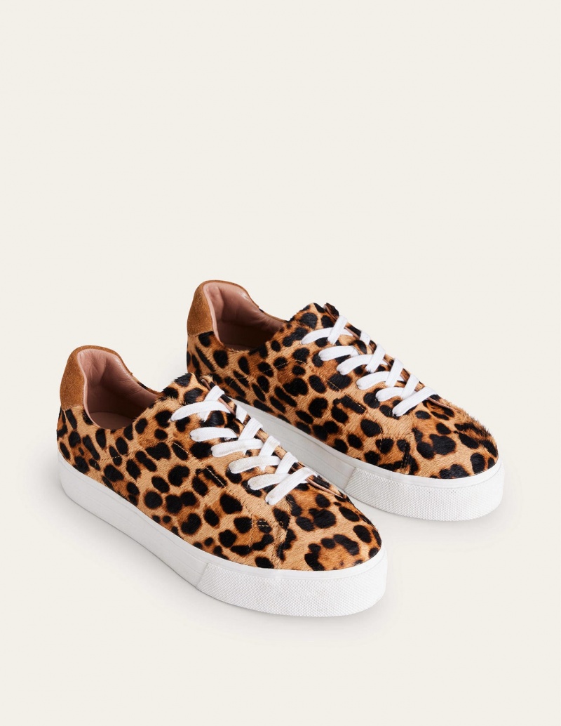 Boden Flatform Trainers Flache Schuhe Damen Leopard | MAUNO-5924