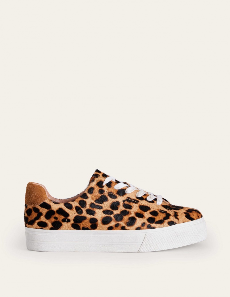 Boden Flatform Trainers Flache Schuhe Damen Leopard | MAUNO-5924