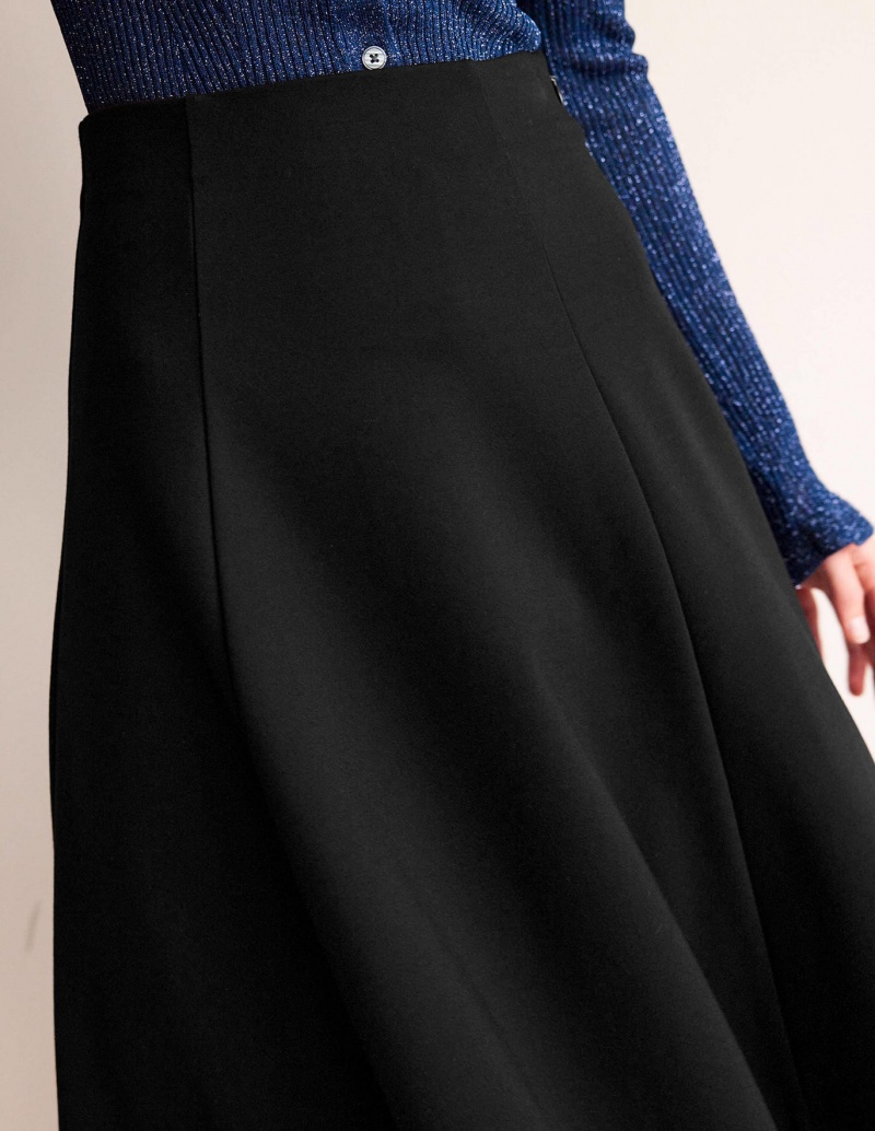 Boden Flippy Jersey Midi GolfSkirts Damen Schwarz | HQZSG-7045