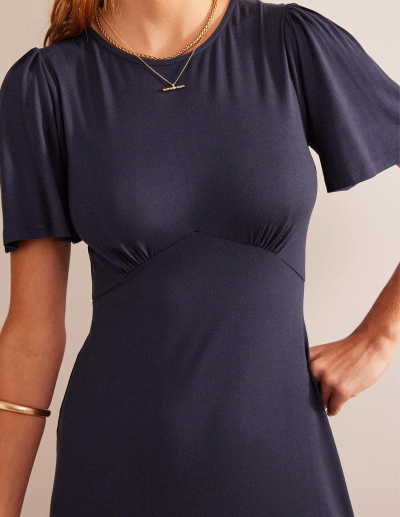 Boden Flippy Jersey Midi Kleid Damen Navy | YABFH-0482