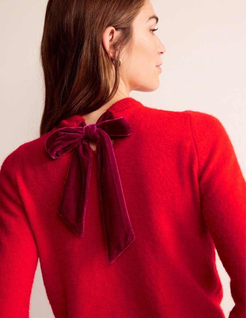 Boden Fluffy Bow Back Pullover Damen Rot | BAZFW-7134
