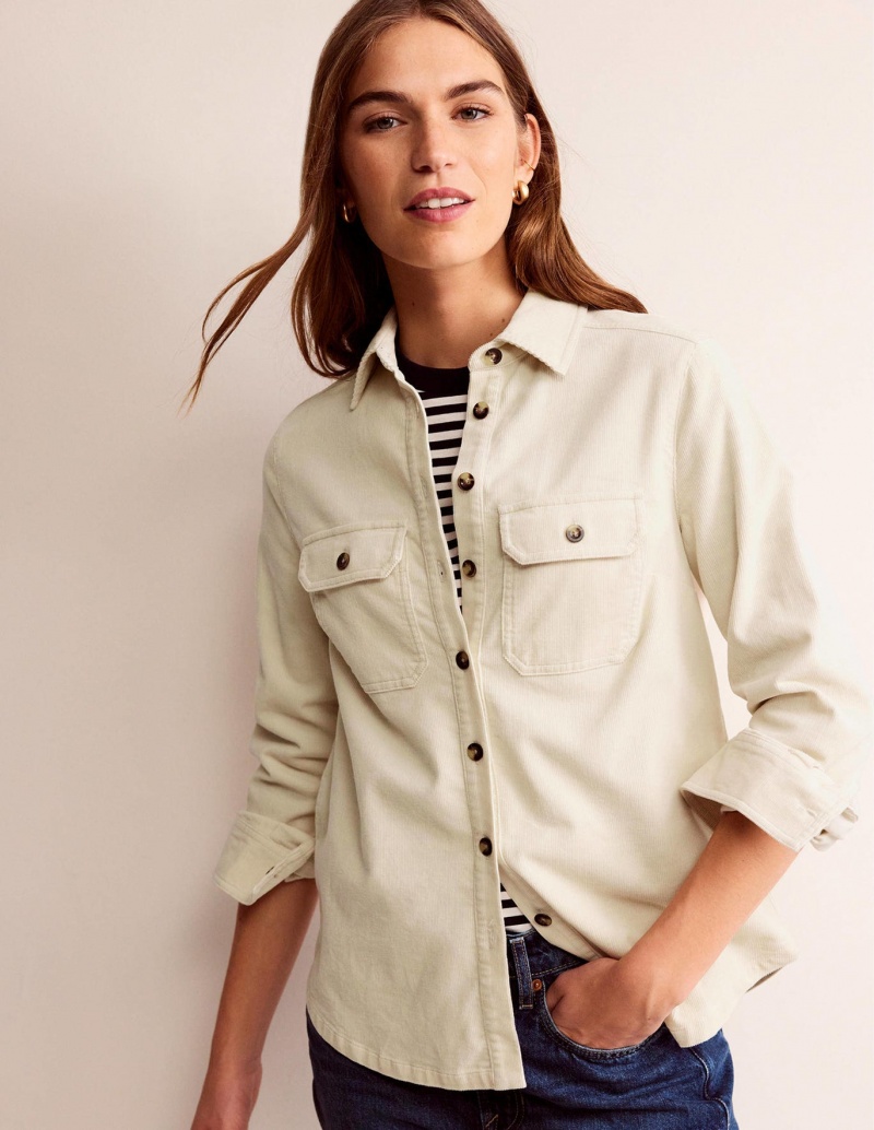 Boden Gerade-Fit Corduroy Hemd Damen Hellgelb | UMSKP-1490
