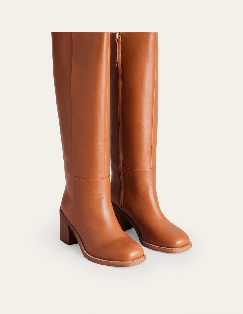 Boden Gerade Leder Kniehohe Stiefel Damen Orange | UHANC-8345