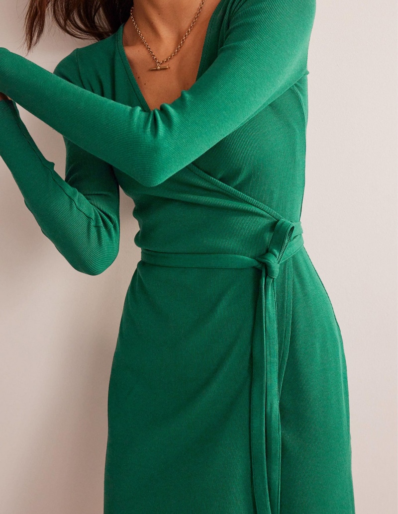 Boden Gerippt-Jersey Wrap Kleid Damen Türkis | VKNPB-3520
