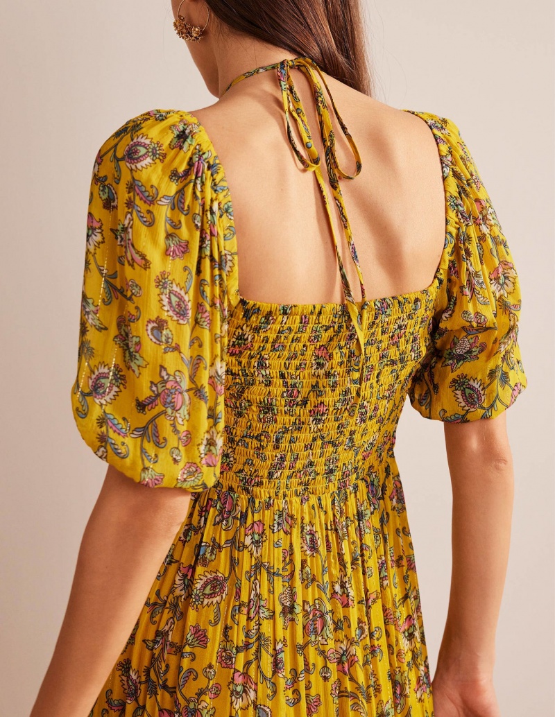 Boden Halterneck Detail Maxi Kleid Damen Senfgelb | GYDXC-7834