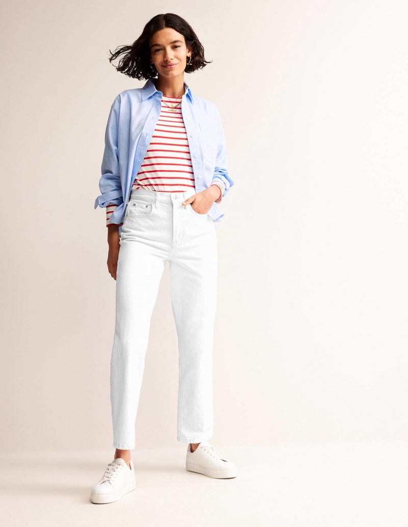 Boden High Rise True Gerade Jeans Damen Weiß | VJASU-9265