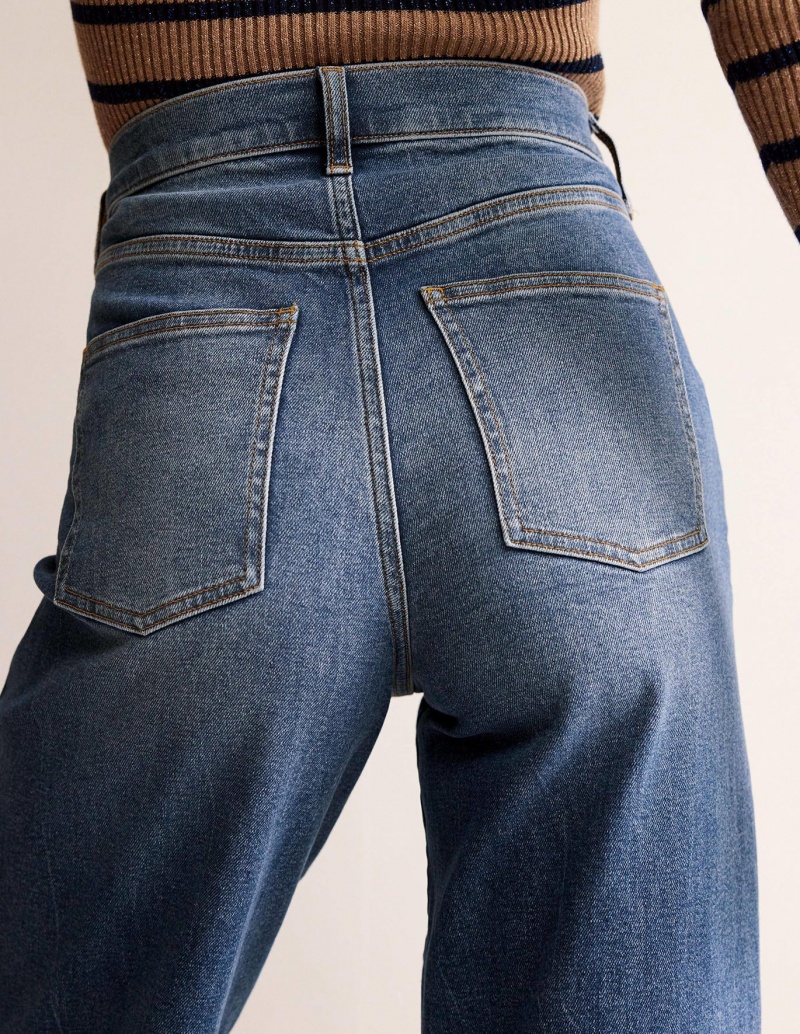 Boden High Rise Weite Leg Jeans Damen Blau | PLVWM-0326