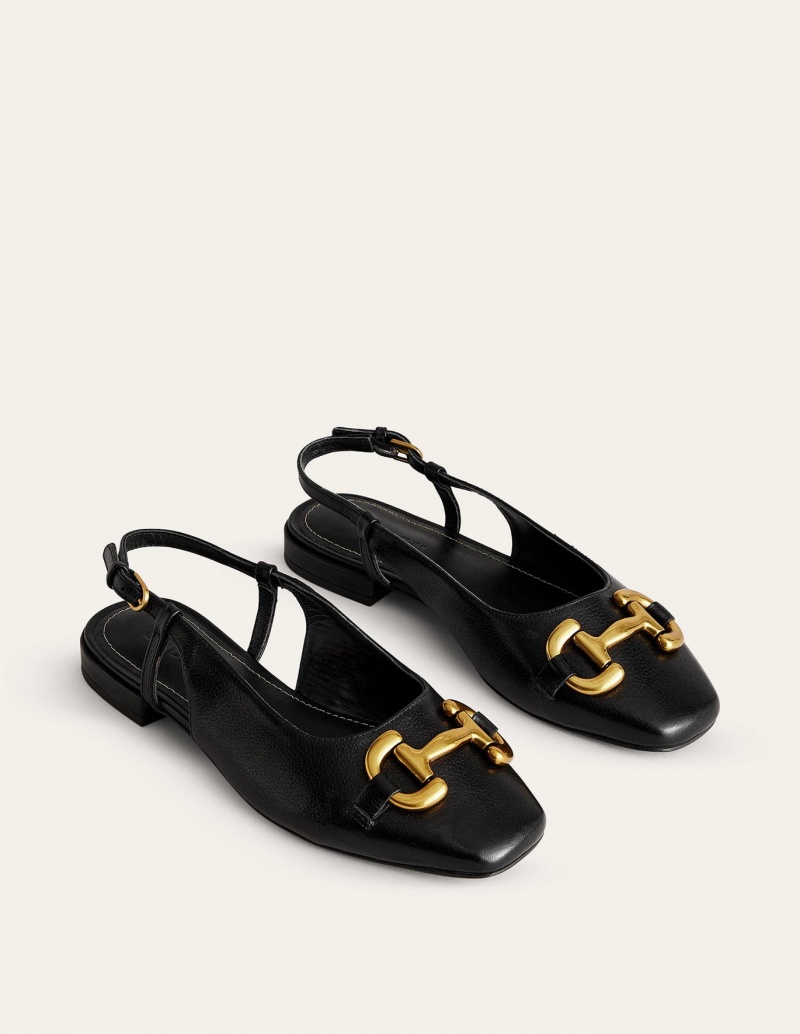 Boden Iris Snaffle Slingback Flache Schuhe Damen Schwarz | SHMCK-7804