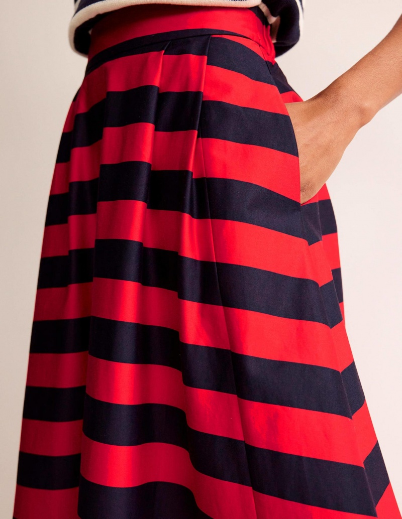Boden Isabella Baumwoll Sateen GolfSkirts Damen Rot Navy | UHKYZ-6305