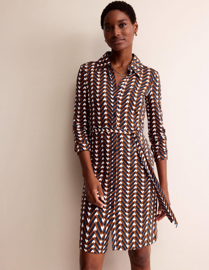Boden Jessie Jersey Shirts Kleid Damen Braun | KRIWA-8932