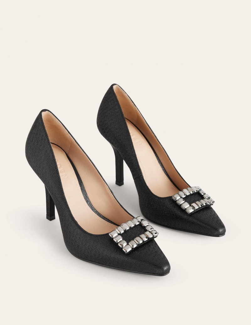 Boden Jewelled Absatz Court Schuhe Damen Schwarz Metal | JNBIW-7814
