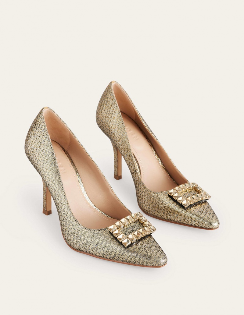 Boden Jewelled Absatz Court Schuhe Damen Gold Metal | VNYGE-3459