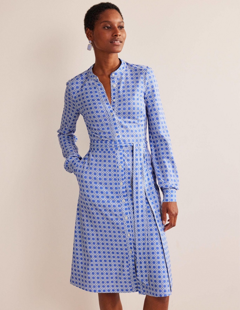 Boden Julia Jersey Shirts Kleid Damen Blau | ASUVW-0691