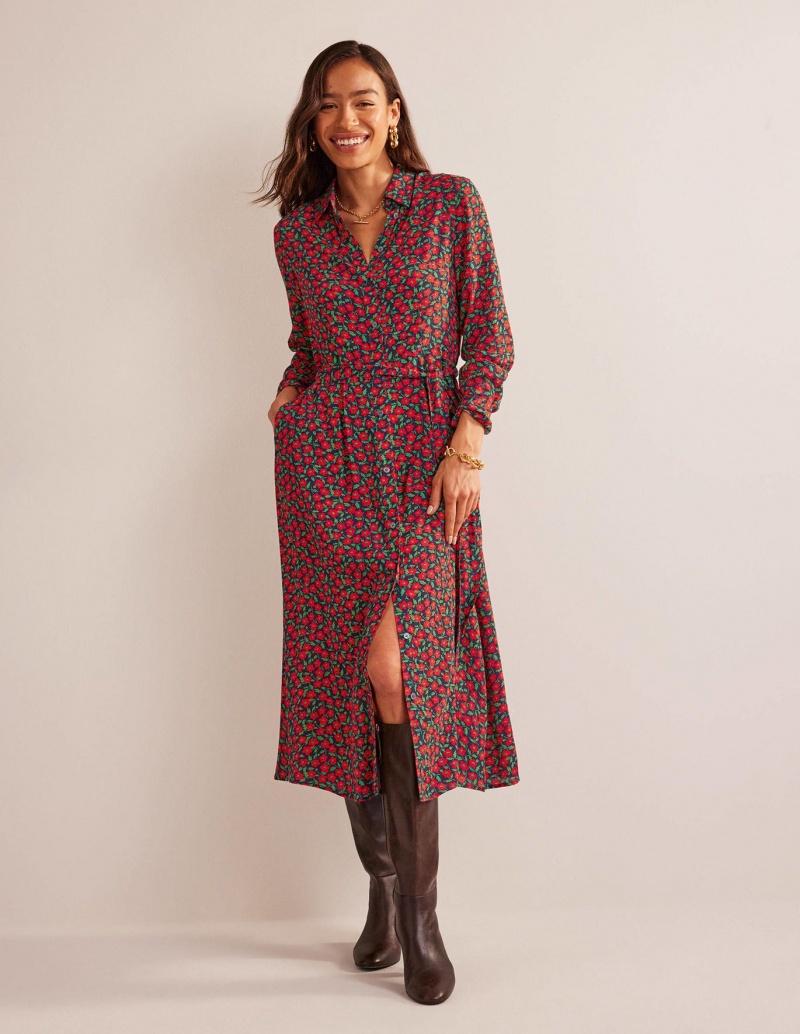 Boden Kate Midi Shirts Kleid Damen Mehrfarbig | JUBQT-2941